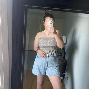 American Eagle Striped Smocked Babydoll Sleeveless Tube Top